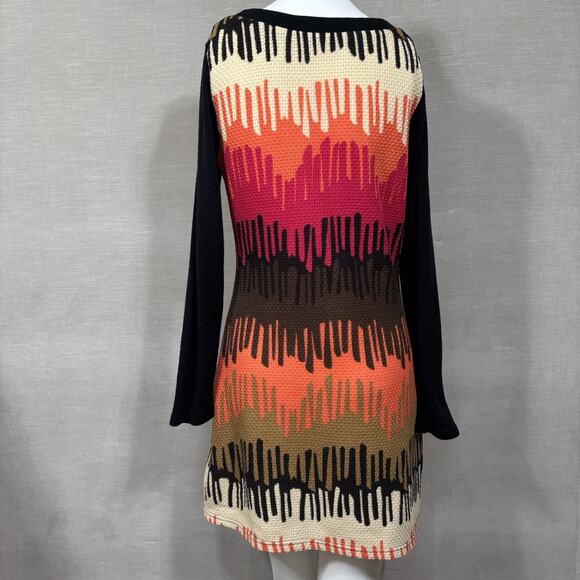 Anthropologie Aryeh Waffle Knit Dress Medium Color Block Striped Artsy Statement - Picture 3 of 8